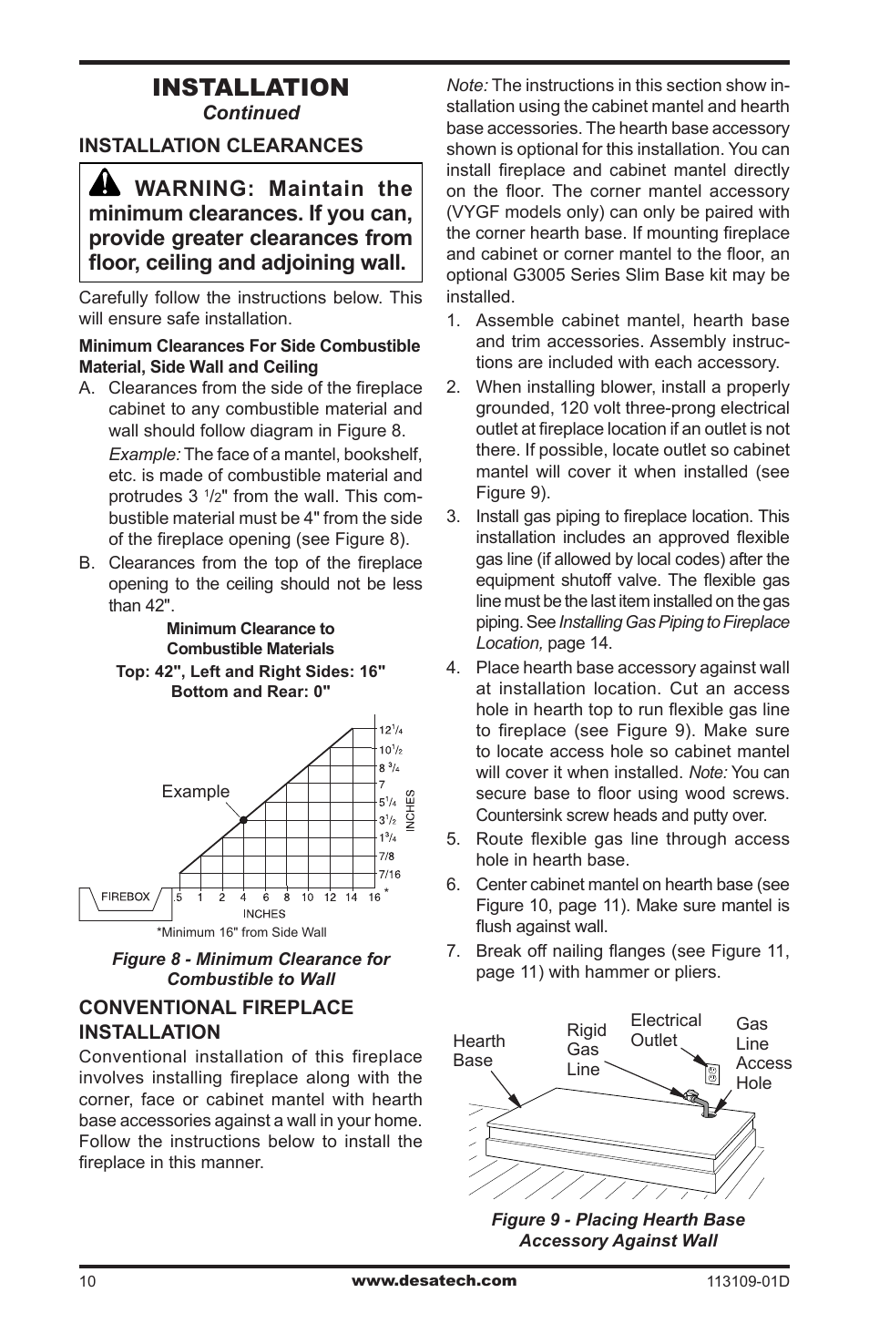 Installation | Desa FPVF33NRA User Manual | Page 10 / 40