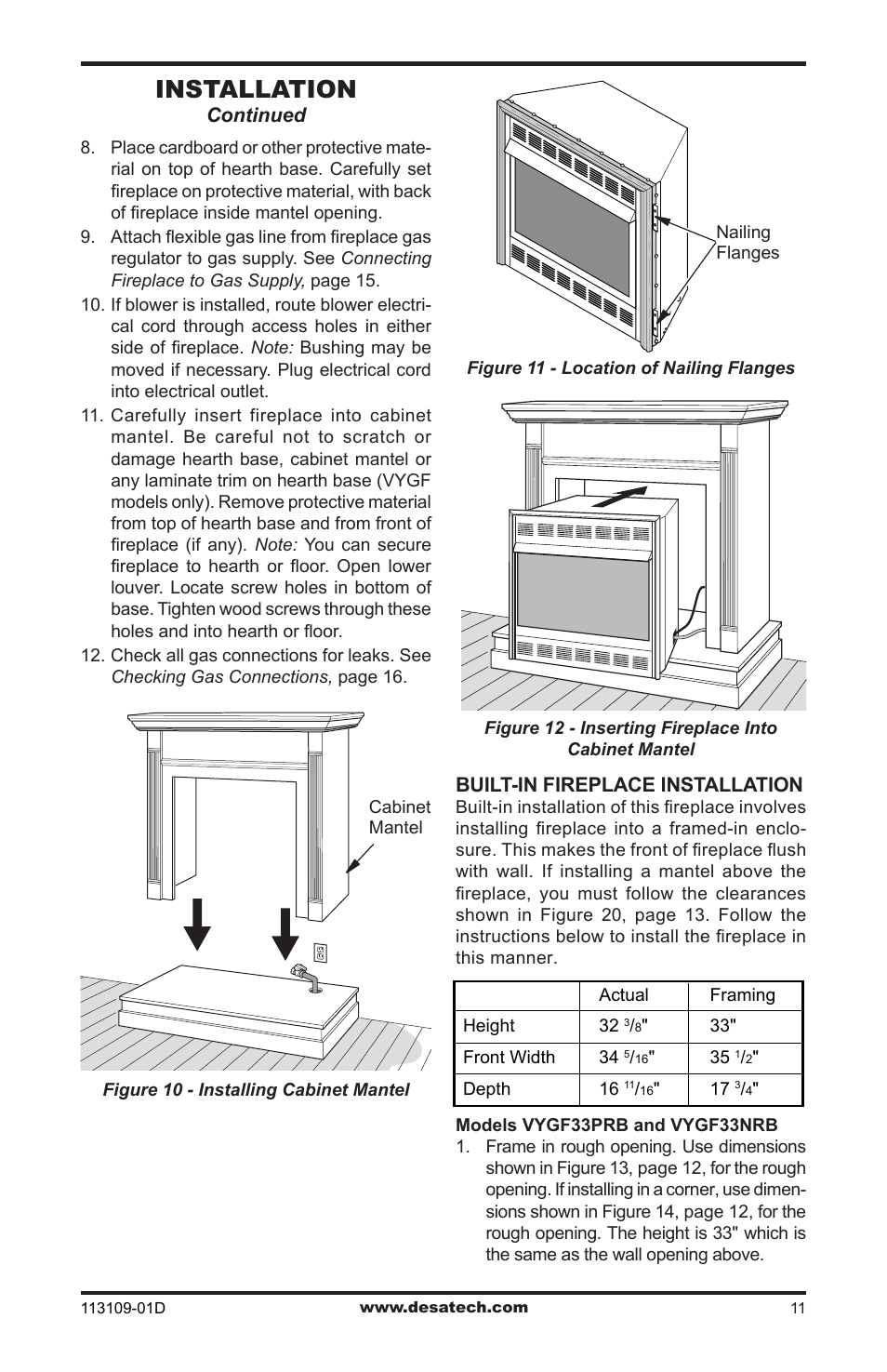 Installation | Desa FPVF33NRA User Manual | Page 11 / 40