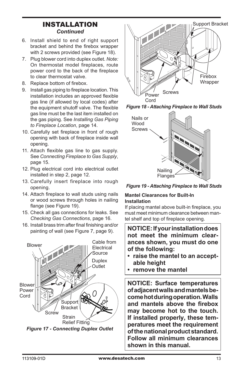 Installation | Desa FPVF33NRA User Manual | Page 13 / 40