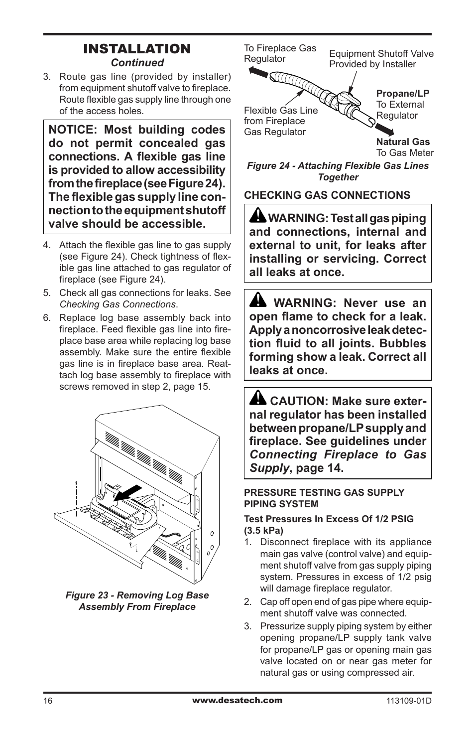 Installation | Desa FPVF33NRA User Manual | Page 16 / 40