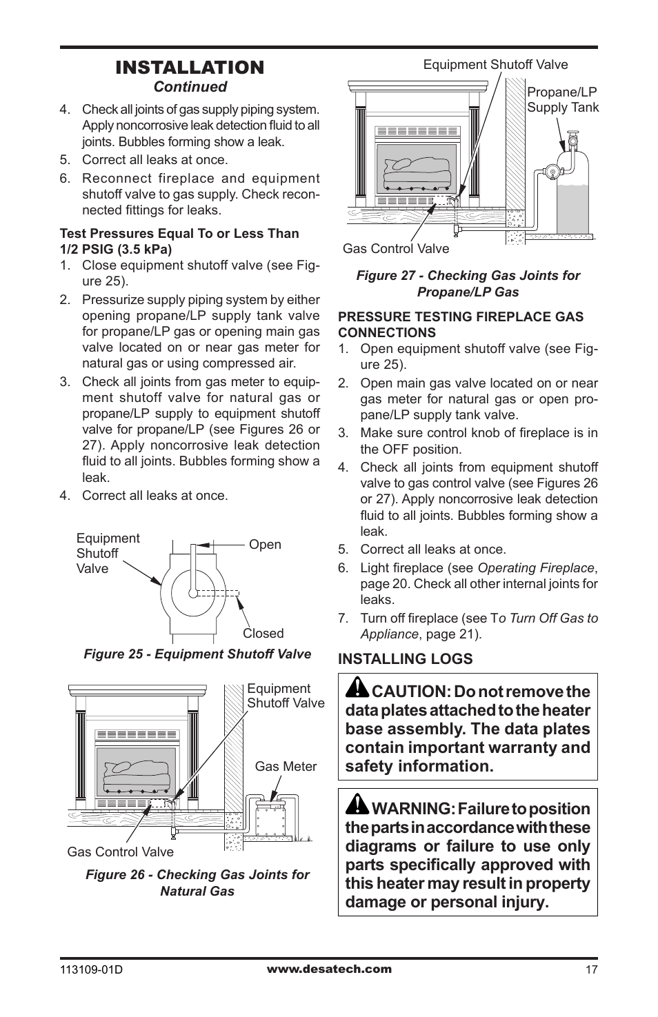 Installation | Desa FPVF33NRA User Manual | Page 17 / 40