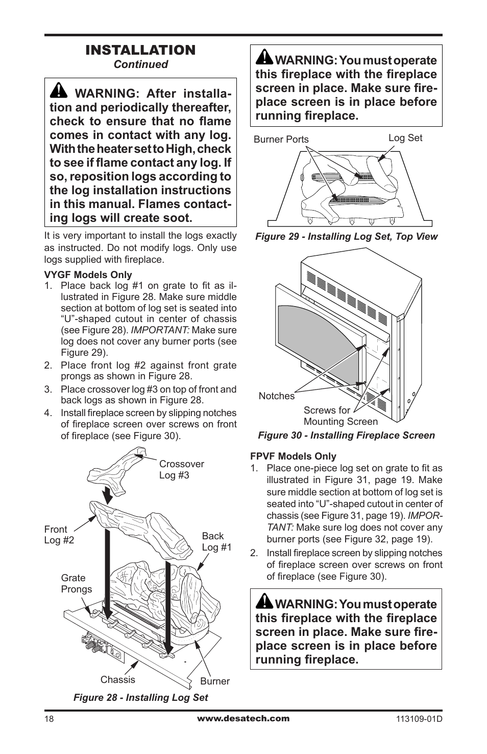 Installation | Desa FPVF33NRA User Manual | Page 18 / 40