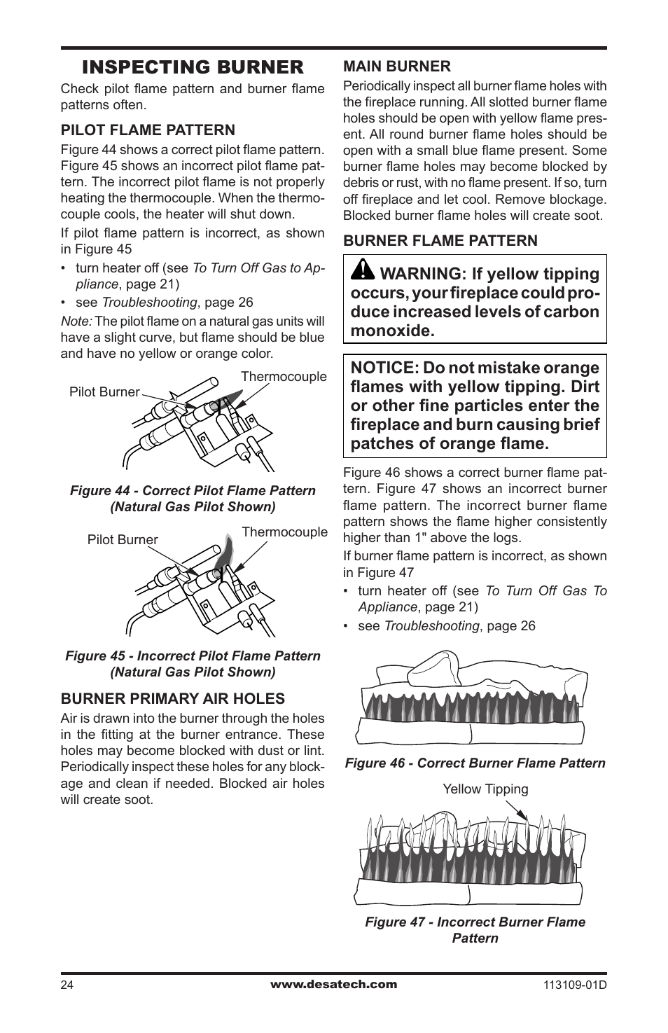 Inspecting burner | Desa FPVF33NRA User Manual | Page 24 / 40