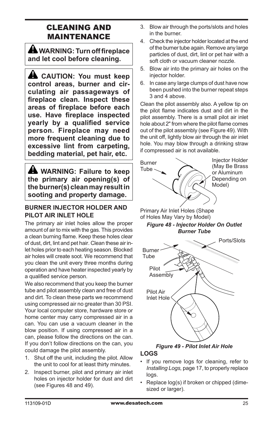 Cleaning and maintenance | Desa FPVF33NRA User Manual | Page 25 / 40