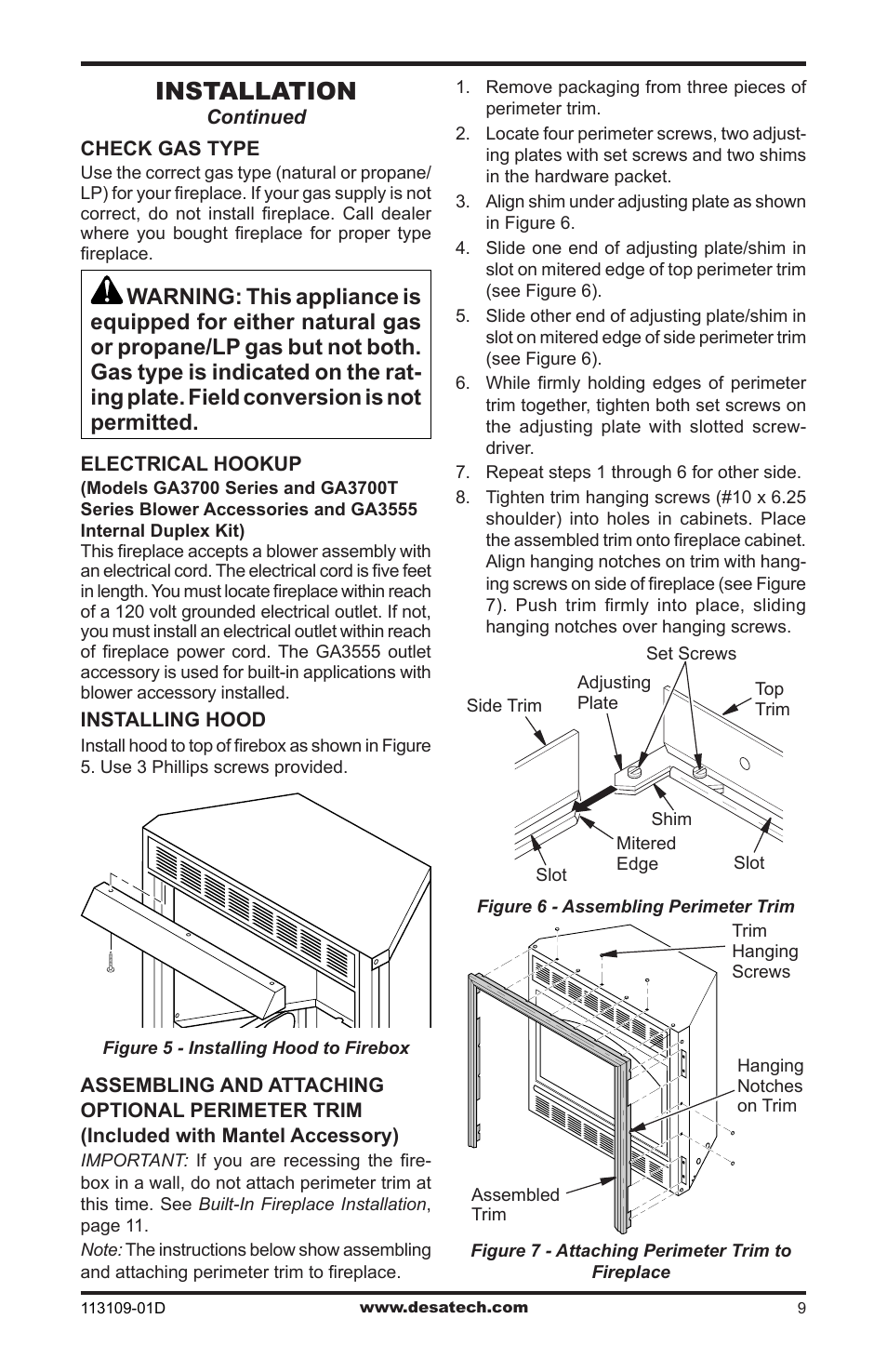 Installation | Desa FPVF33NRA User Manual | Page 9 / 40