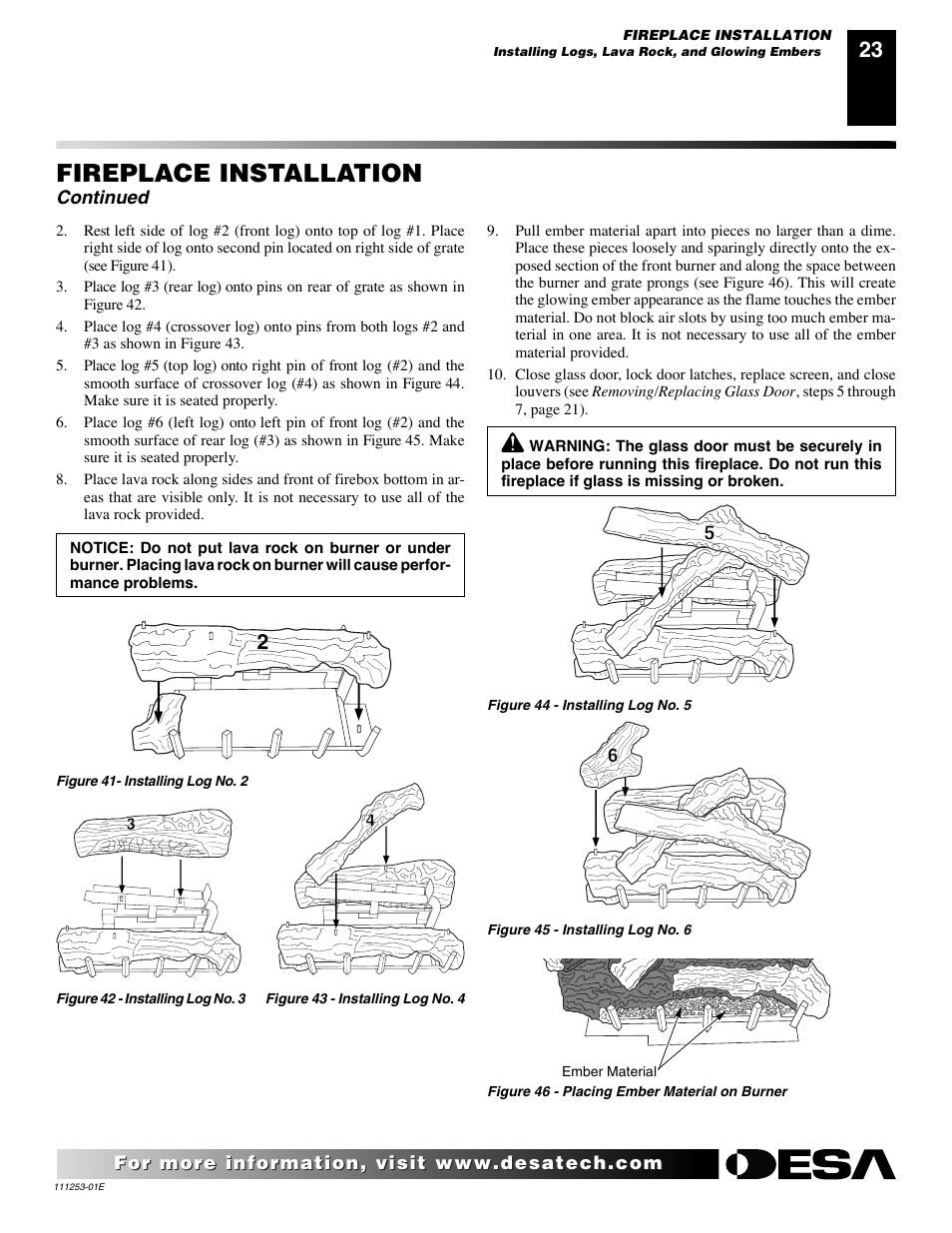 Fireplace installation | Desa (V)V36EN-B User Manual | Page 23 / 38