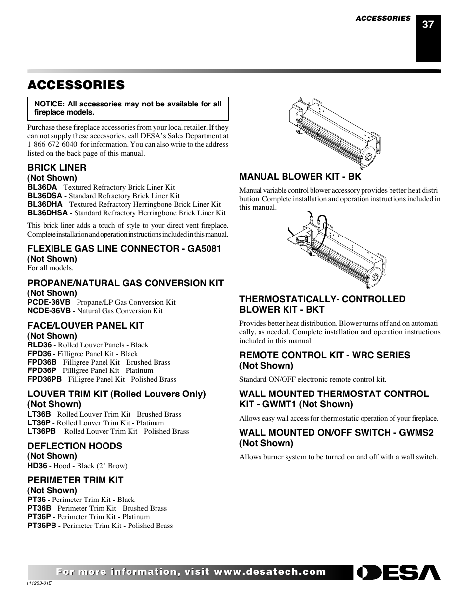 Accessories | Desa (V)V36EN-B User Manual | Page 37 / 38