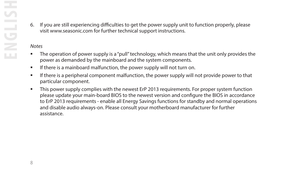 English | SeaSonic Electronics GX-1000W 80-PLUS Gold PCIE5 Modular Power Supply User Manual | Page 28 / 96