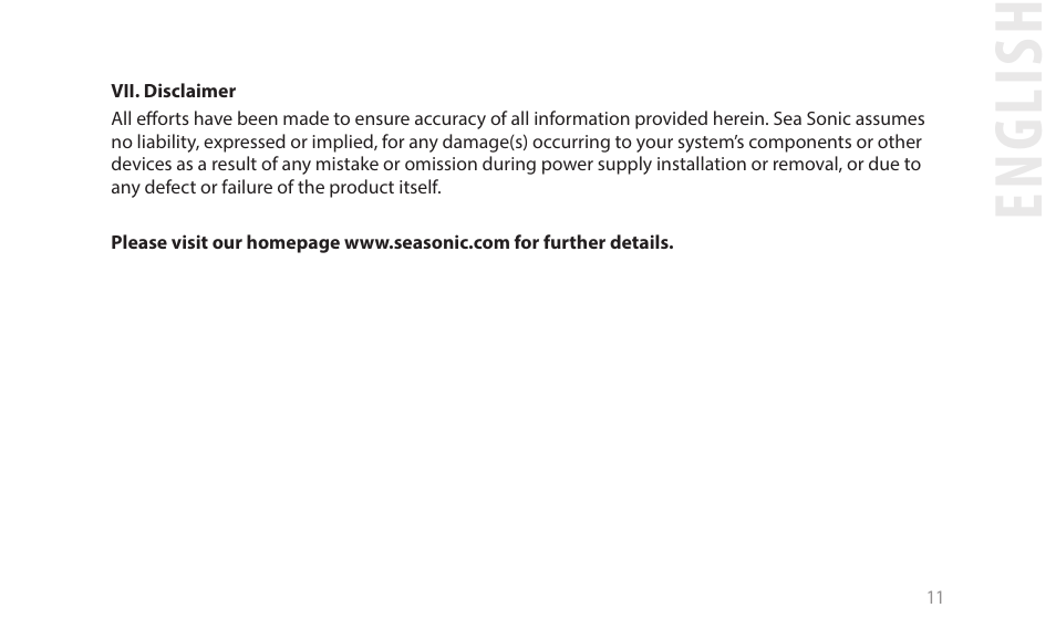 English | SeaSonic Electronics GX-1000W 80-PLUS Gold PCIE5 Modular Power Supply User Manual | Page 31 / 96