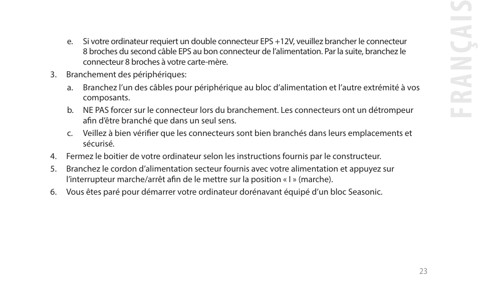 Fr an ça is | SeaSonic Electronics GX-1000W 80-PLUS Gold PCIE5 Modular Power Supply User Manual | Page 43 / 96