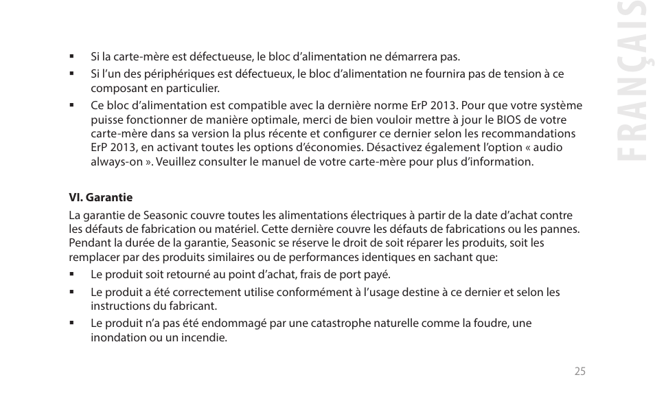 Fr an ça is | SeaSonic Electronics GX-1000W 80-PLUS Gold PCIE5 Modular Power Supply User Manual | Page 45 / 96