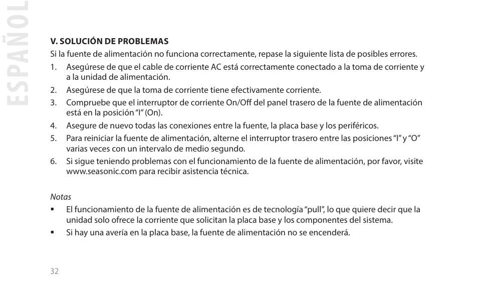 Esp añol | SeaSonic Electronics GX-1000W 80-PLUS Gold PCIE5 Modular Power Supply User Manual | Page 52 / 96