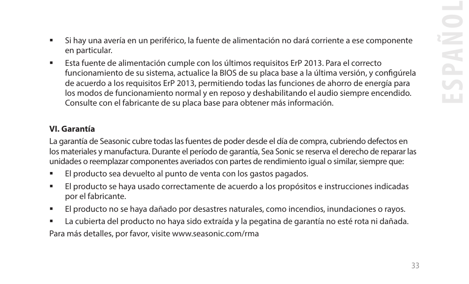 Esp añol | SeaSonic Electronics GX-1000W 80-PLUS Gold PCIE5 Modular Power Supply User Manual | Page 53 / 96