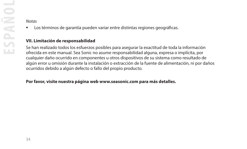 Esp añol | SeaSonic Electronics GX-1000W 80-PLUS Gold PCIE5 Modular Power Supply User Manual | Page 54 / 96