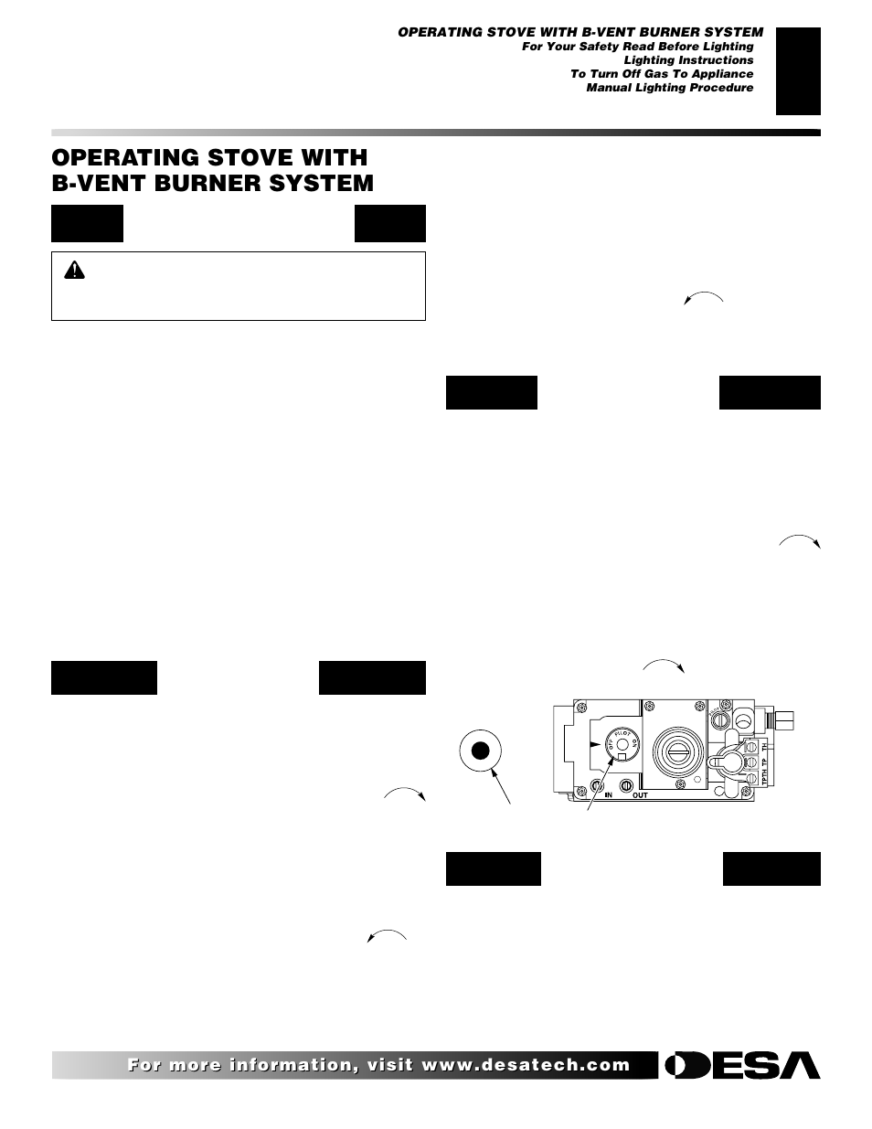 Operating stove with b-vent burner system | Desa SBVBN(C) User Manual | Page 19 / 36