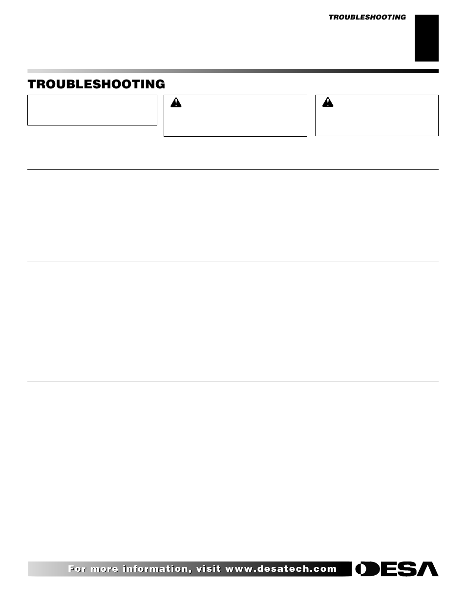Troubleshooting | Desa SBVBN(C) User Manual | Page 23 / 36