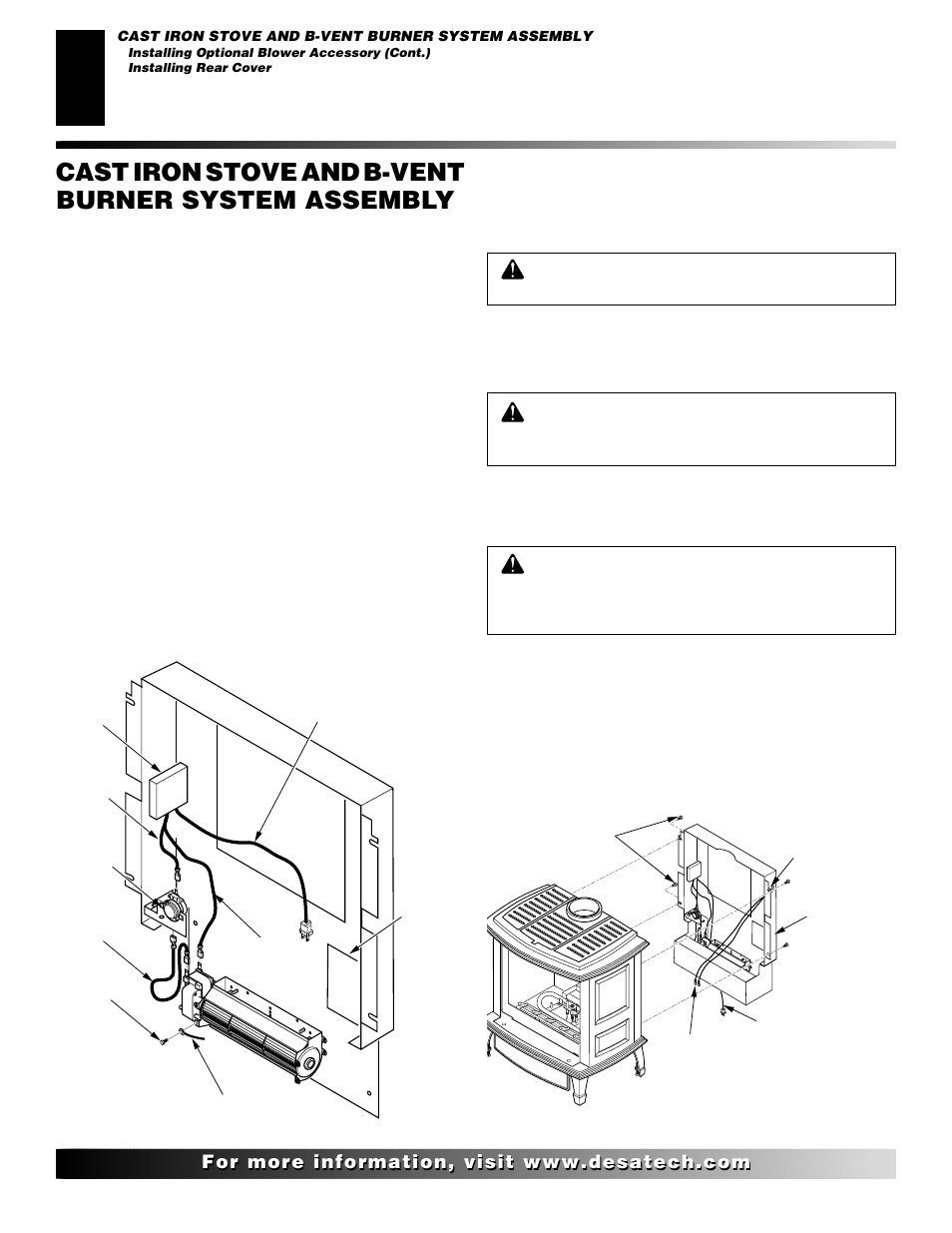 Cast iron stove and b-vent burner system assembly, Continued | Desa SBVBN(C) User Manual | Page 8 / 36