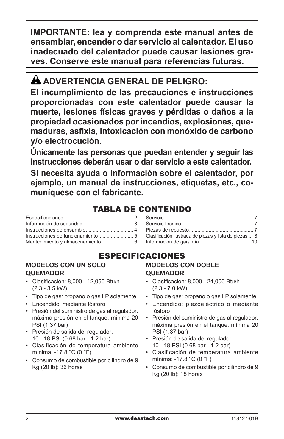 Desa 050 BTU User Manual | Page 12 / 32