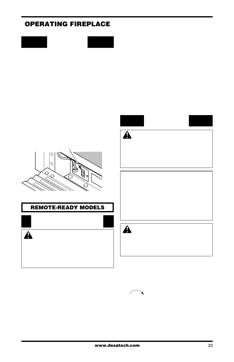 Operating fireplace | Desa FDCFRN User Manual | Page 23 / 44