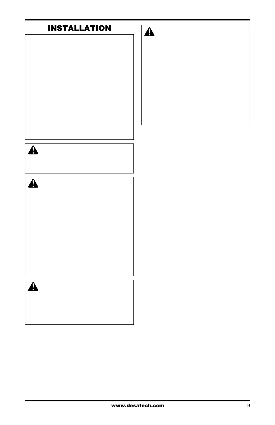 Installation | Desa FDCFRN User Manual | Page 9 / 44