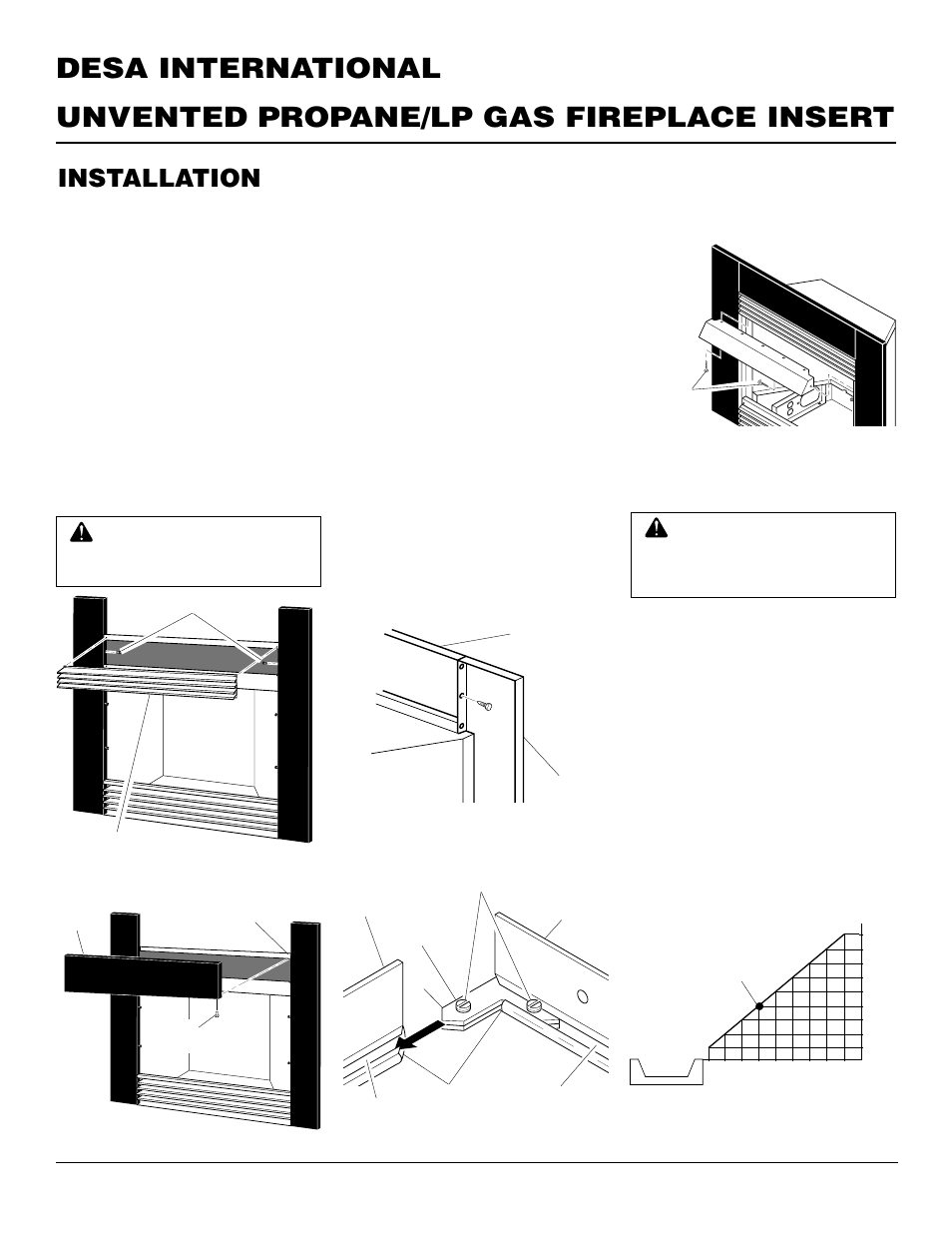 Installation, Continued, Installation clearances | Installing hood | Desa VI33PR User Manual | Page 8 / 28