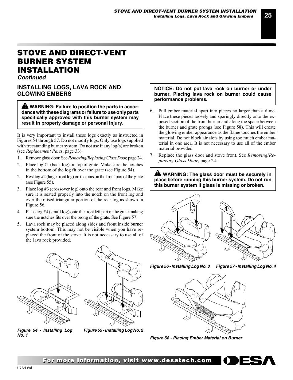 Stove and direct-vent burner system installation | Desa SDVBPD User Manual | Page 25 / 42