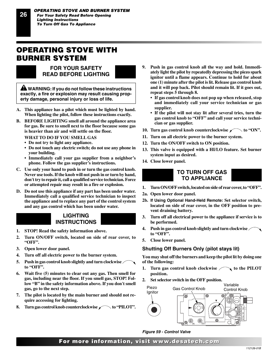 Operating stove with burner system | Desa SDVBPD User Manual | Page 26 / 42