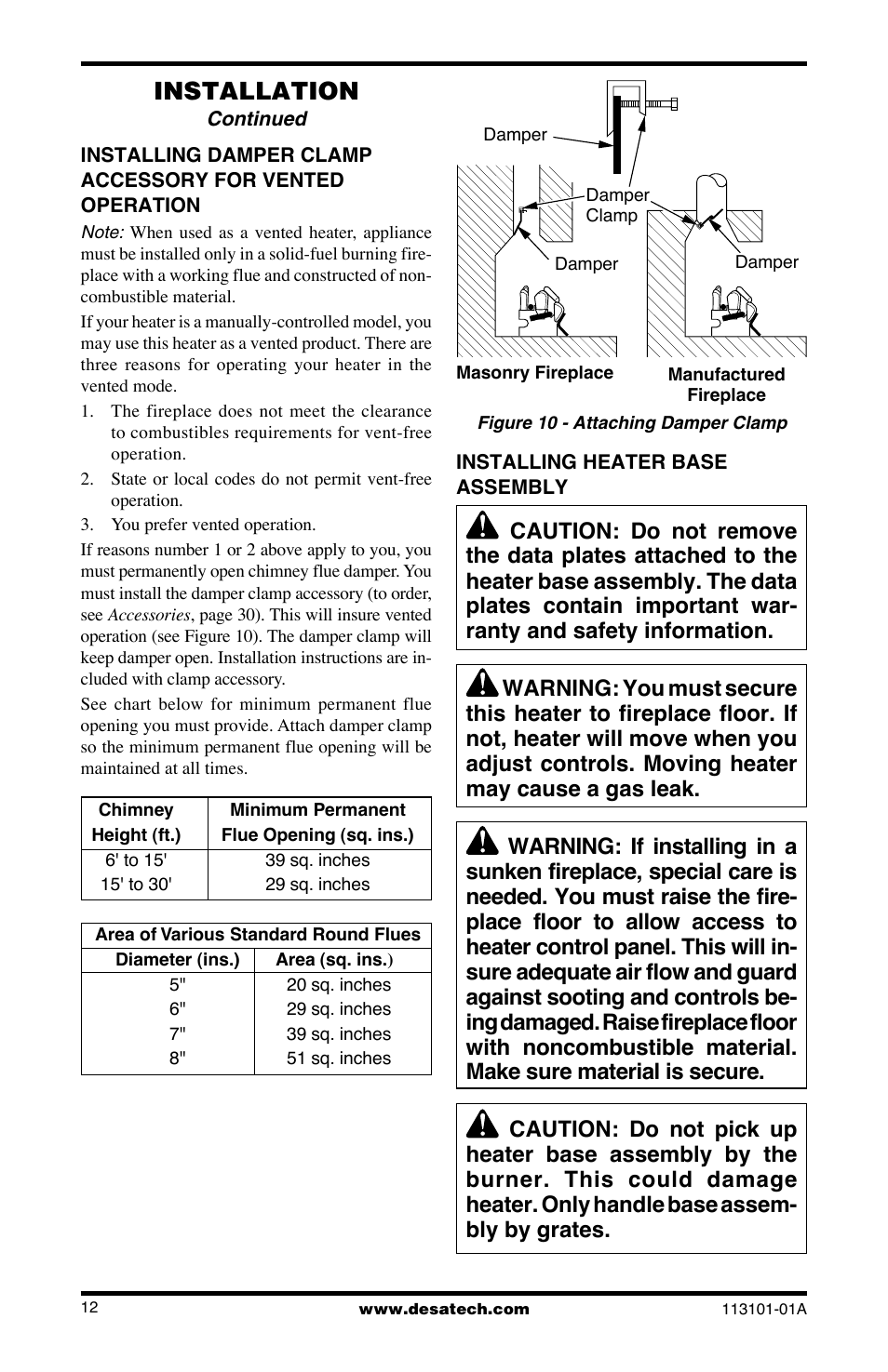 Installation | Desa CLD3018PTA User Manual | Page 12 / 36