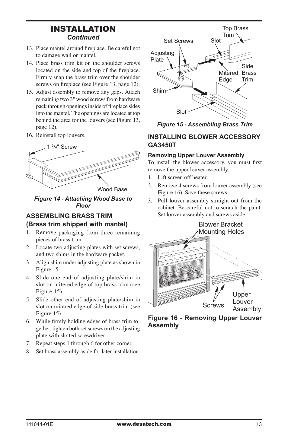 Installation | Desa HDCFTP User Manual | Page 13 / 32