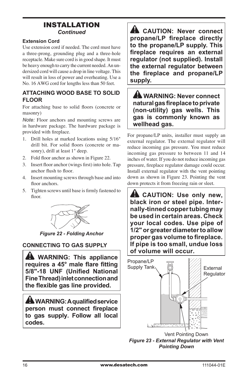 Installation | Desa HDCFTP User Manual | Page 16 / 32