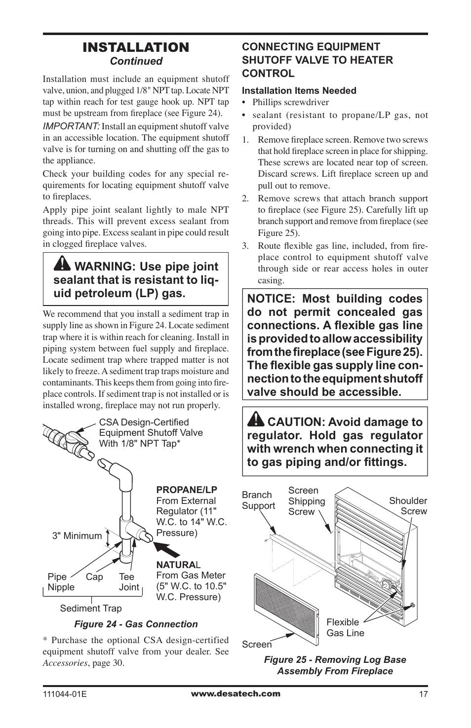 Installation | Desa HDCFTP User Manual | Page 17 / 32