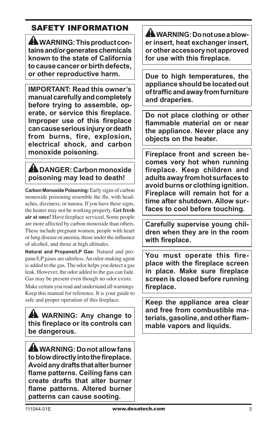 Safety information | Desa HDCFTP User Manual | Page 3 / 32