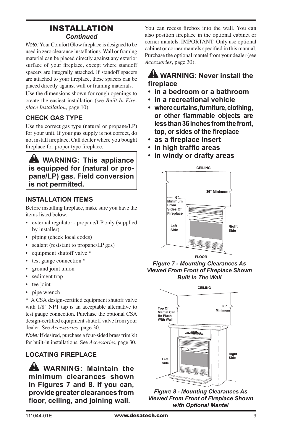 Installation | Desa HDCFTP User Manual | Page 9 / 32