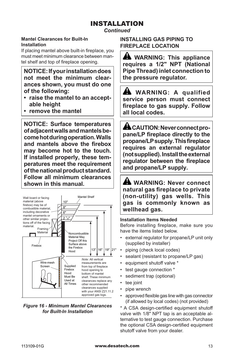 Installation | Desa GA3700 User Manual | Page 13 / 36