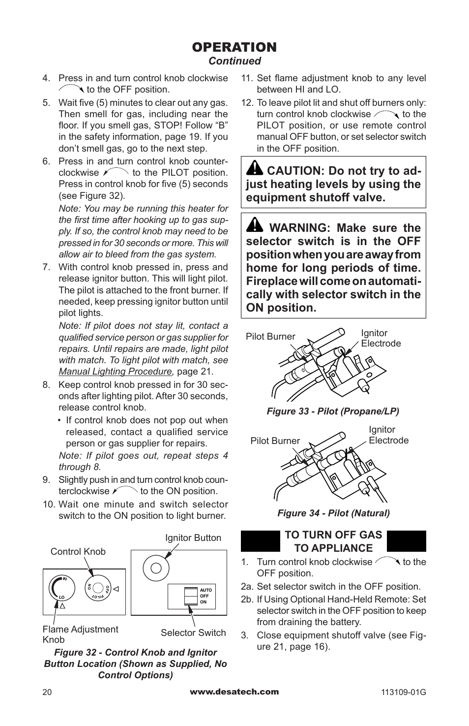 Operation | Desa GA3700 User Manual | Page 20 / 36