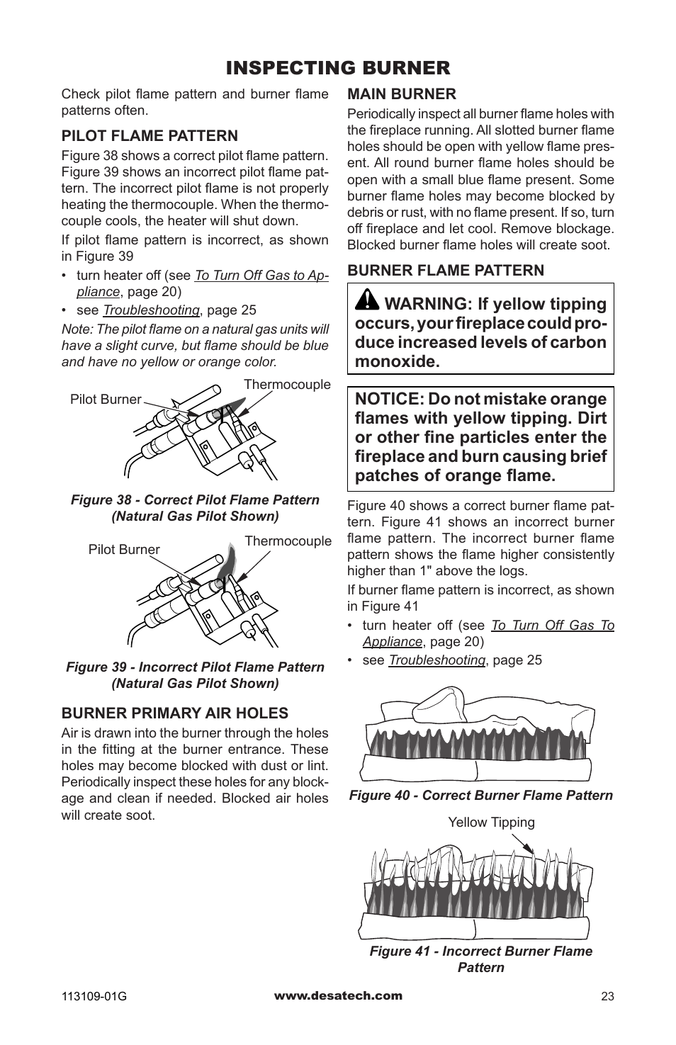 Inspecting burner | Desa GA3700 User Manual | Page 23 / 36