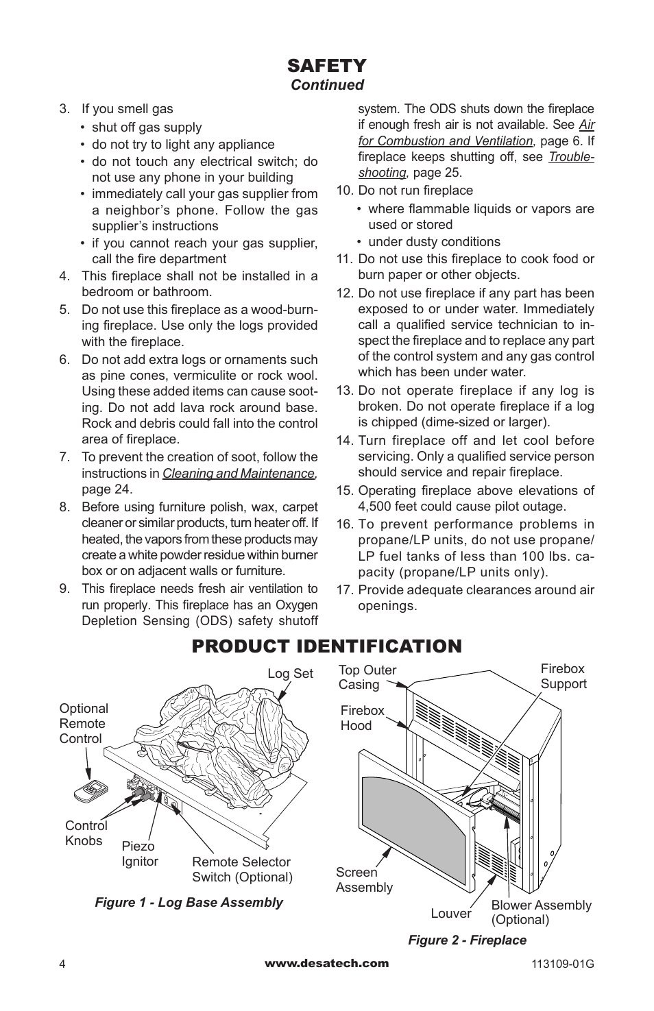 Product identification, Safety | Desa GA3700 User Manual | Page 4 / 36