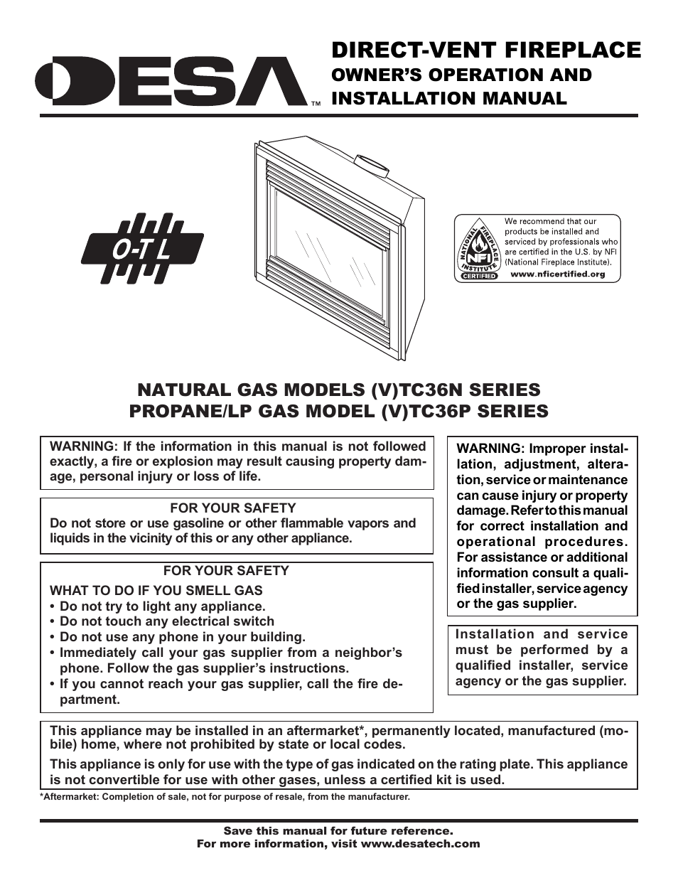 Desa (V)TC36N SERIES User Manual | 40 pages