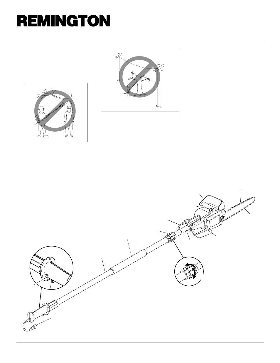 8' electric telescoping pole saw, Product identification, Pole saw trimming precautions | Continued | Desa RPS 96 User Manual | Page 4 / 8