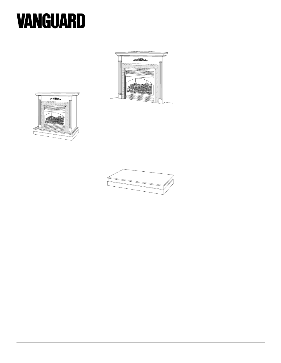 Bdv34na and bdv34pa, Direct-vent fireplace (natural/propane/lp), Accessories | Cabinet mantel, Slim hearth base, Hardwood corner hearth base, Mantel trim (not shown), Corner mantel, Hardwood hearth base | Desa BDV34PA User Manual | Page 32 / 36