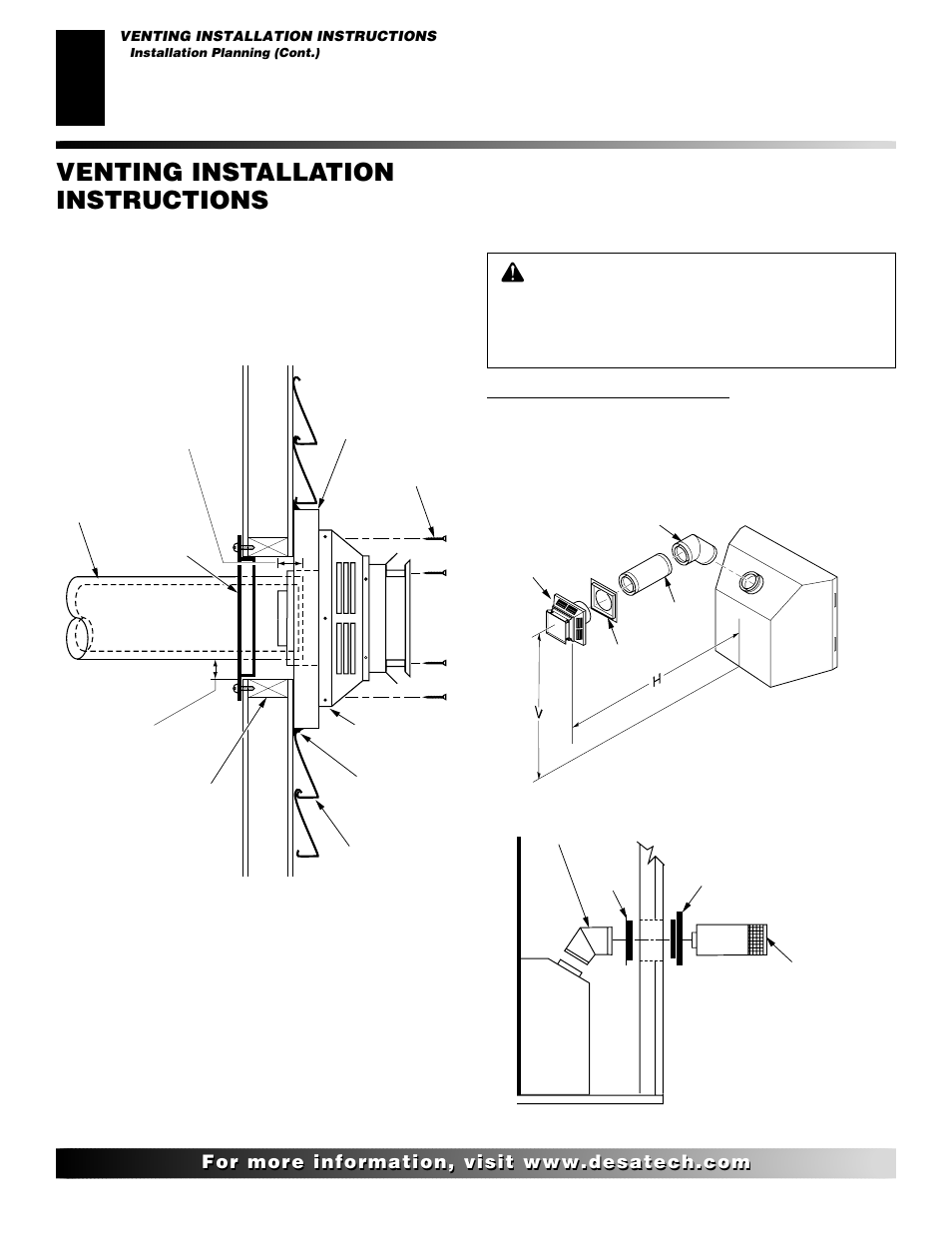 Venting installation instructions, Continued | Desa CHDV47NR User Manual | Page 10 / 44