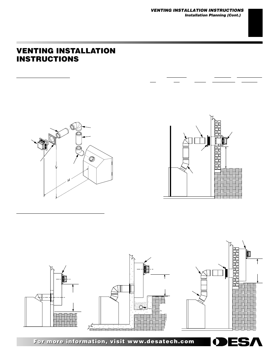 Venting installation instructions, Continued | Desa CHDV47NR User Manual | Page 11 / 44