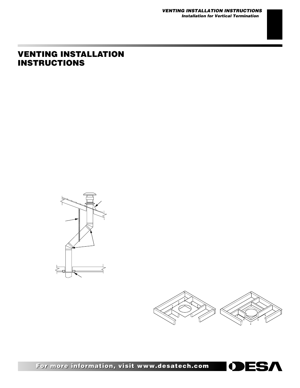 Venting installation instructions, Continued, Installation for vertical termination | Desa CHDV47NR User Manual | Page 13 / 44