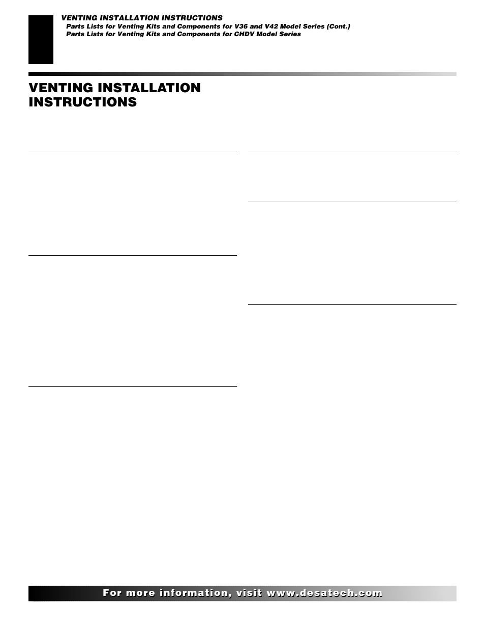 Venting installation instructions, Continued | Desa CHDV47NR User Manual | Page 16 / 44