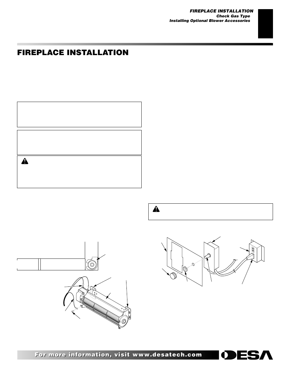 Fireplace installation | Desa CHDV47NR User Manual | Page 17 / 44