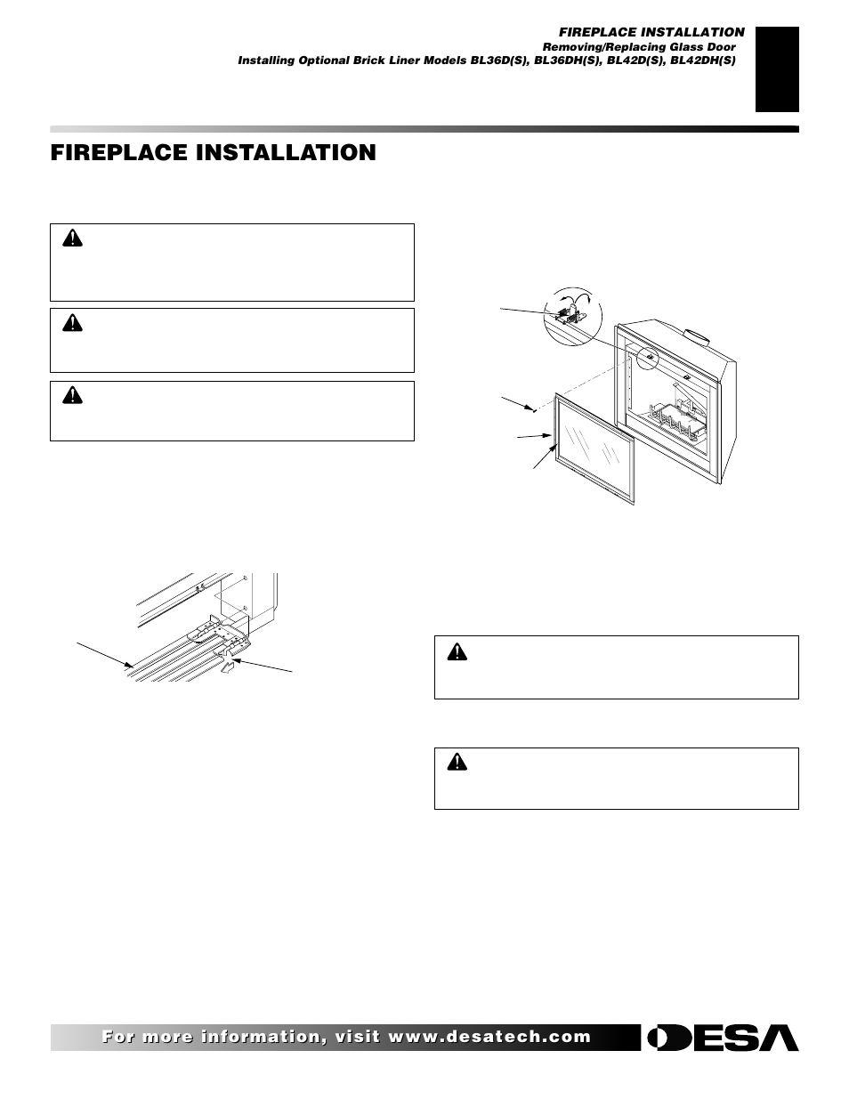 Fireplace installation, Continued | Desa CHDV47NR User Manual | Page 23 / 44