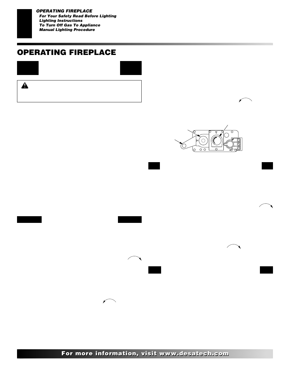 Operating fireplace, Manual lighting procedure | Desa CHDV47NR User Manual | Page 26 / 44