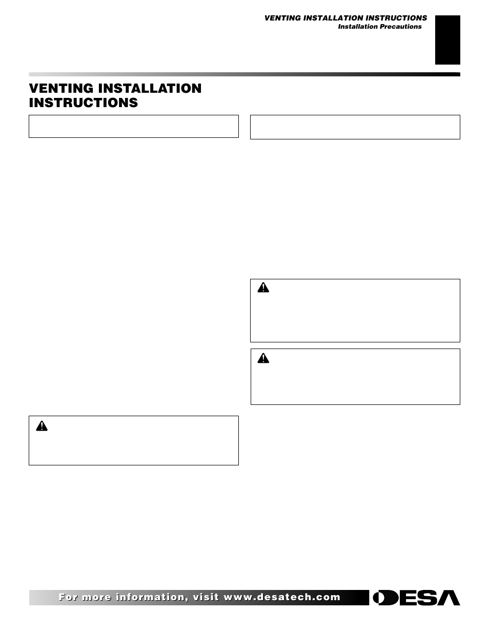 Venting installation instructions | Desa CHDV47NR User Manual | Page 7 / 44