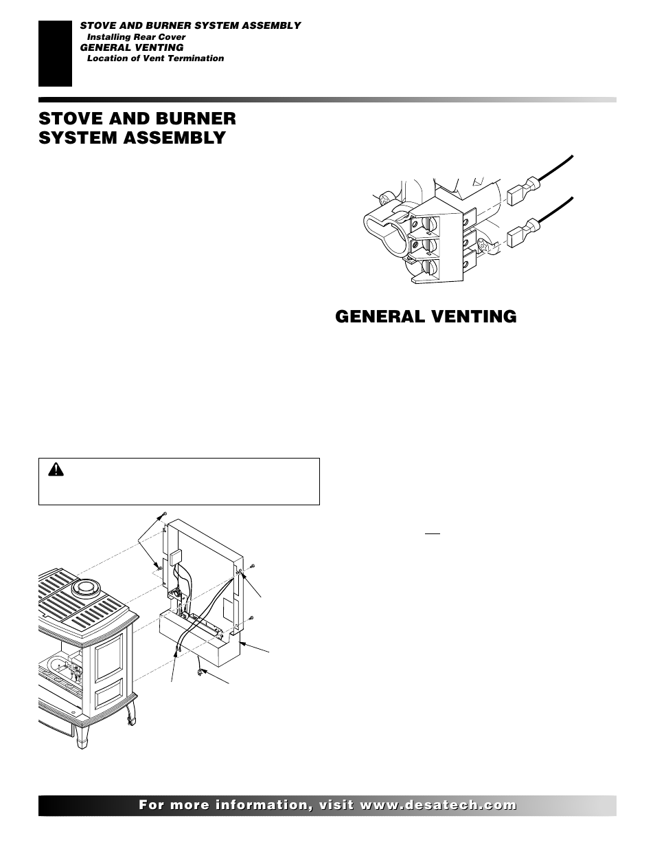 General venting, Stove and burner system assembly, Continued | Desa CSDPBN User Manual | Page 10 / 42