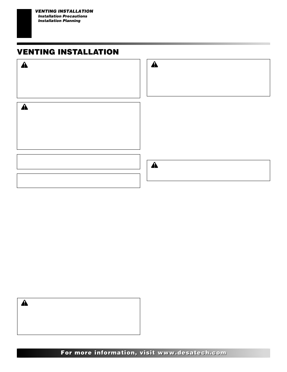 Venting installation | Desa CSDPBN User Manual | Page 12 / 42